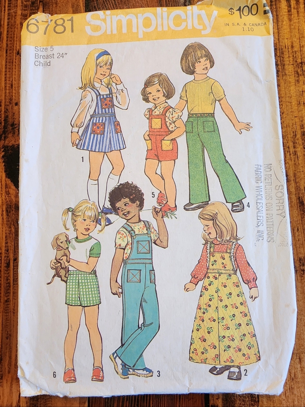 Simplicity #6781 Child Sz 5 Pattern - Overalls, Skirts, Shorts & Pants